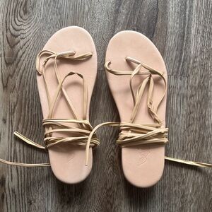 Ancient Greek Sandals Beige Wrap Sandals (size 40)